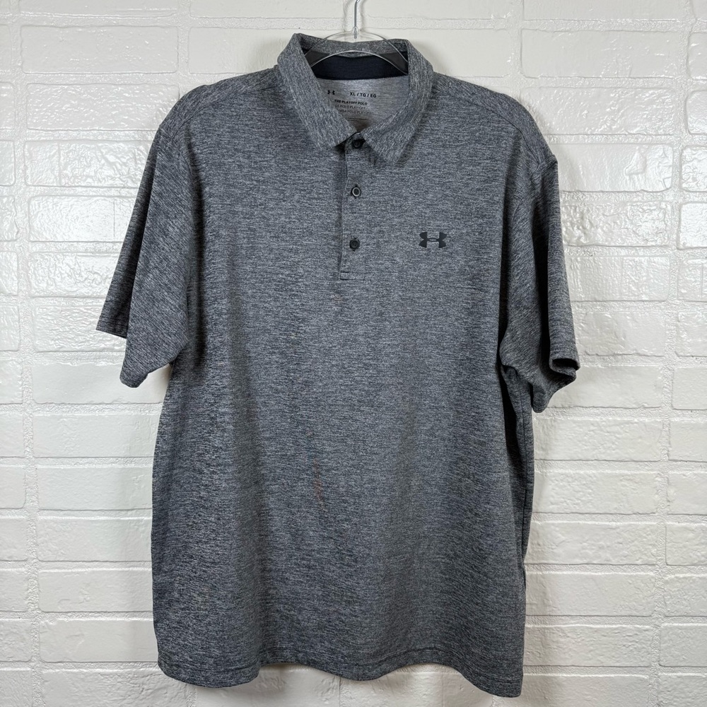 Under Armour Playoff Polo Mens XL Heather Gray Golf Shirt Performance Athletic